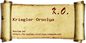 Kriegler Orsolya névjegykártya